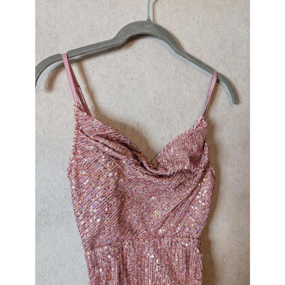 HELLO MOLLY pink sequin replay button corset mini dress sz 2 - Picture 3 of 5